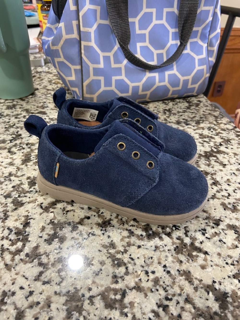 Toms Navy Suede Kids Slip-On Sneakers